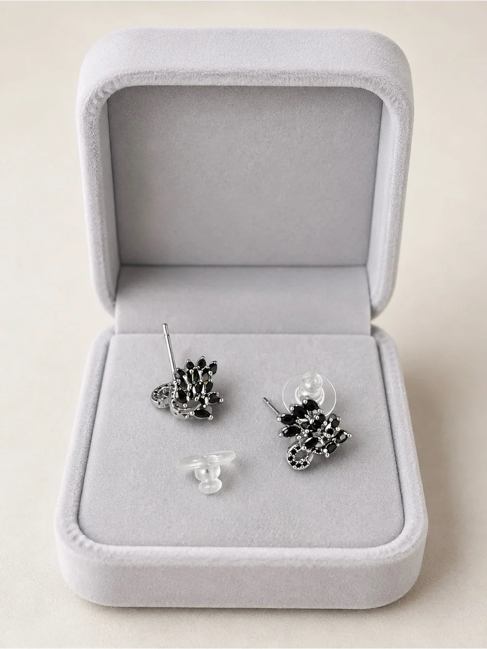 S925 Swan Stud Earrings | Black Crystal Elegant inspired earrings